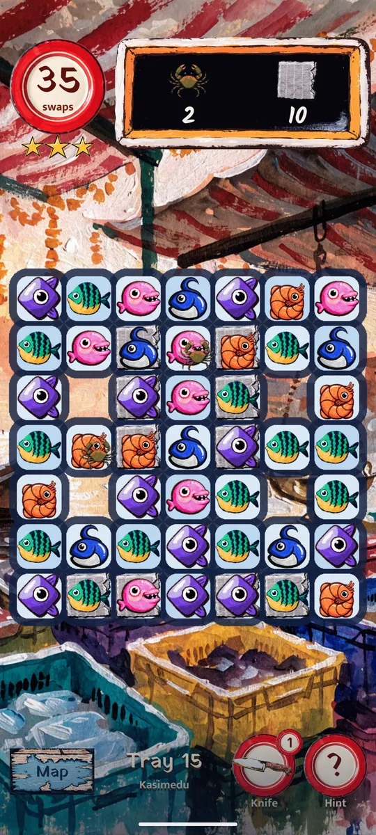 A tray of fish being played